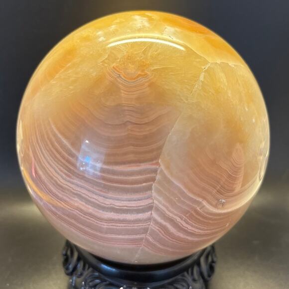 Massive 4" Orange Calcite Sphere – 7+ Pounds of Natural Beauty - Picture 6 of 8